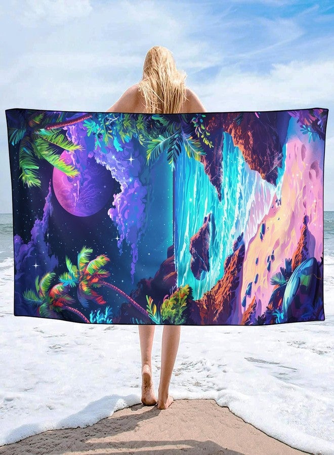 OHTMTHO Seaside Palm Trees Beach Towel Oversized 36"x72" Quick Dry Microfiber Towels Pool Accessories Cruise Essentials Vacation Gifts Summer Must Haves for Swimming Camping Travel - Image 2